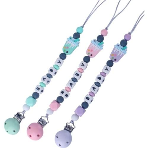 Handmade Free Silicone Wood Pacifier Clips Safe Teething Chain Baby Teether Eco-friendly Dummy Clips Holder Baby Gifts