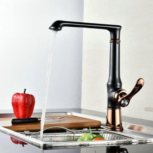 Kitchen Sink Faucet Brass Single Hole Single Handle Hot & cold Deck Mounted Sink Mixer Tap Kitchen Crane Black Finished Tap