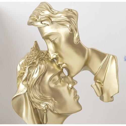 Modern Resin Kiss Sculpture Lovers Statue Home Decor Abstract Ornaments Art Statuettes Mask Crafts for Room Vintage Wedding Gift