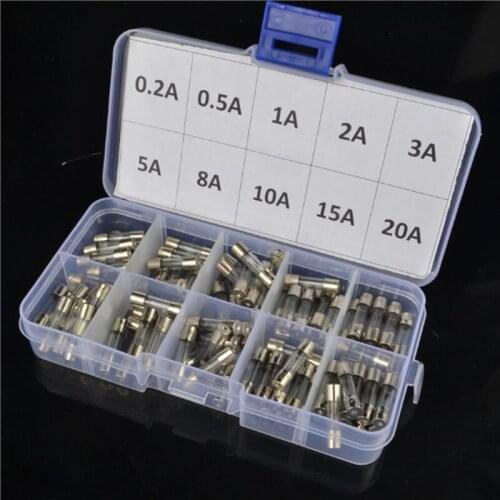 100pcs 5*20 Fast-blow Glass Tube Fuses Quick Blow Car Glass Tube Fuses Assorted Kit Amp 5X20 with Box Assortment Kitdropshipping