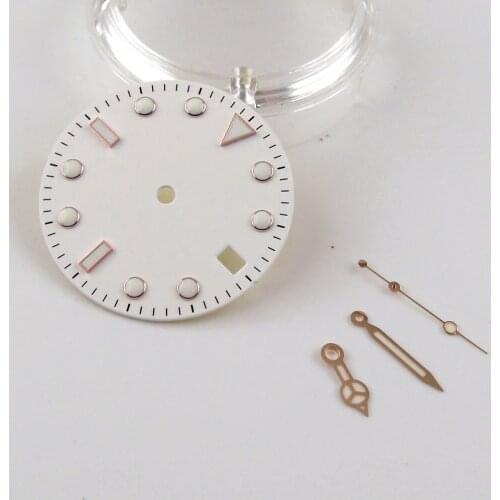 28.5mm Luminous Watch White Dial + Watch Hands Fit for NH35/36 Movement