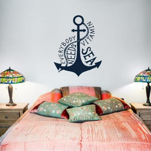 Everybody Needs Vitamin Sea Nautical Anchor Silhouette Vinyl Wall Sticker Home Decor For Kids Room Bedroom Nursery Decals 4557