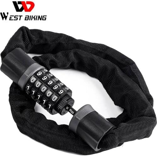 WEST BIKING Bicycle Lock 5 Password Bike Digital Chain Lock Security Outddor Anti-Theft Lock Motorcycle Cycling Bike Accessories