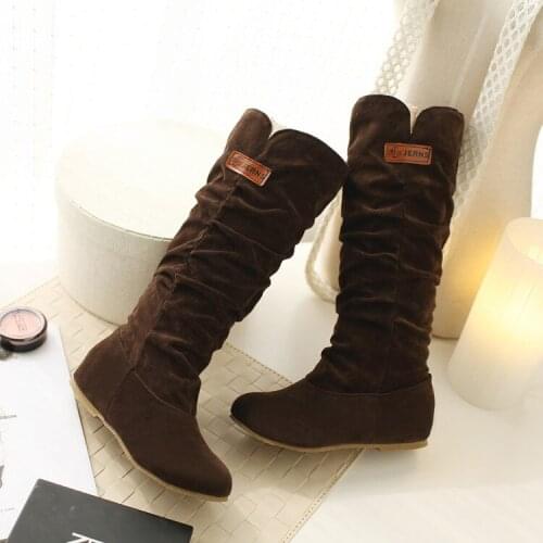 Big size 34-46 Autumn winter style high women woman femininas mid-calf boots botas mujer chaussure femme casual shoes TD-662