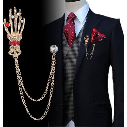 Gothic Punk Gesture Hands Skeleton Brooch Pin Custom Alloy Badge Clothes Dressing Accessories Jewelry Gifts For Friends