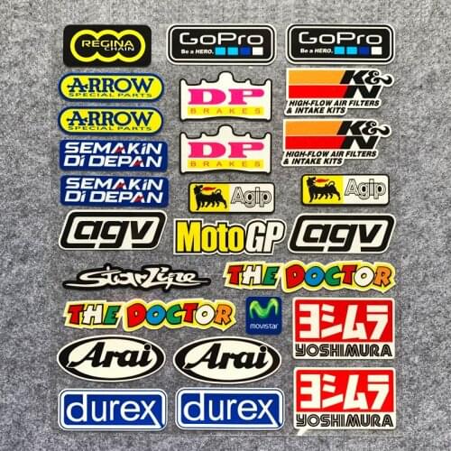 1 Set of 26PCS Car Styling and Decals Motorcycle GP Racing Helmet Sticker for Arrow Doctor Hero Yoshimura Sponsor