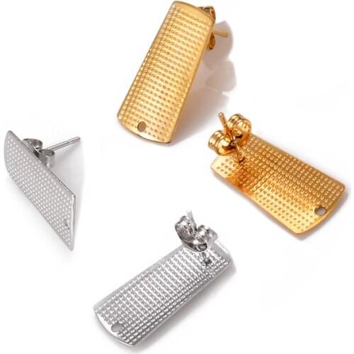 10pcs/lot Stainless Steel Gold Trapezoid Geometric Stud Earring Components Stud Ear Posts For DIY Jewelry Making Supplies
