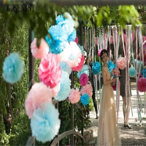 15pcs cute babyshower decoration 10 15 20cm Tissue Paper Flowers paper pom poms balls lanterns Party Decor Craft Wedding
