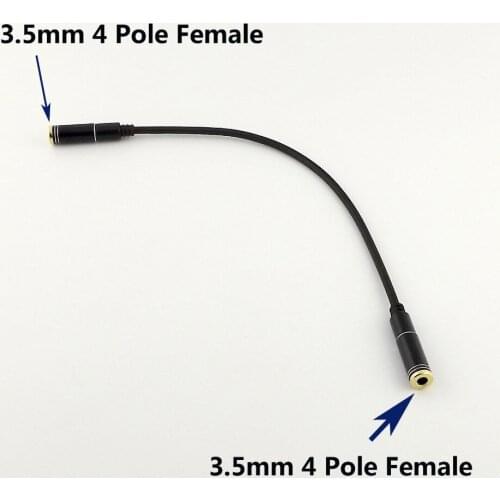 2pcs 3.5mm 1/8" 4 Pole 3 Ring Female /Female Stereo Audio Aux Adapter Convertor Cable 20cm