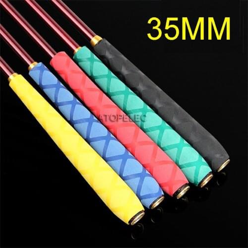 35mm Diameter Non-Slip Textured 2:1 Heat Shrink Tubing Fishing Rod Tennis Badminton Handle Grips Black/Red/Yellow/Green/Blue