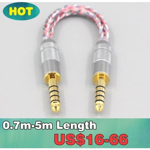 4.4mm Balanced Male to 4.4mm Balanced Male Audio Adapter 16 Core Silver OCC OFC Mixed Braided Cable LN007719