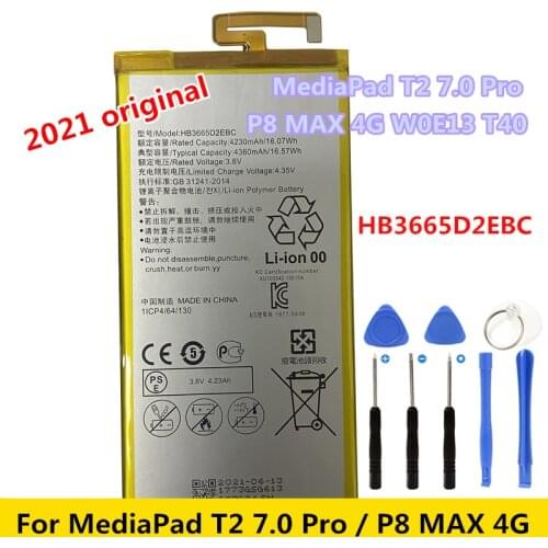 4360mAh Original New HB3665D2EBC Battery For Huawei MediaPad T2 7.0 Pro /M2 7.0 PLE-701L PLE-703L Batteries + Tools