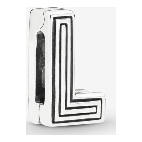 925 Sterling Silver Beads Free Shipping Fit Original Pandora Bracelets Letter L Clip Charm Women DIY Fashion Jewelry Gift