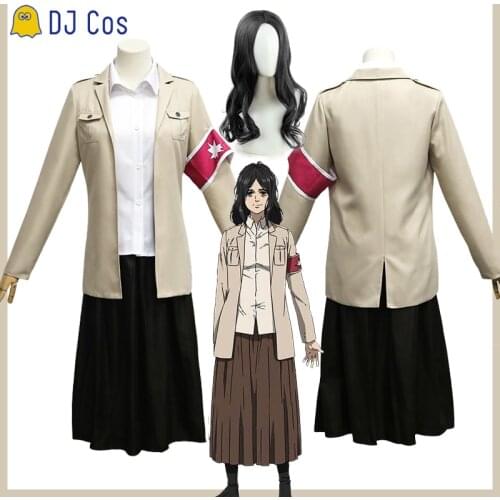 Anime Attack on Titan Final Season 4 Pieck Finger Cosplay Costume Wig Shingeki No Kyojin Trench Skirt Shirt Halloween Party Girl