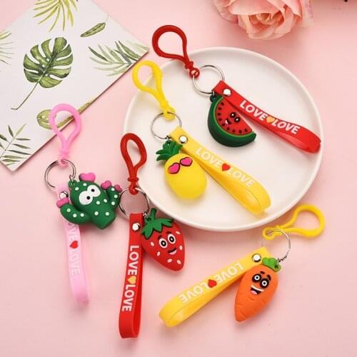 Watermelon Carrot Key Chain Pineapple Key Rings Strawberry Key Holder Cactus Keychain Jewelry Acessory EH034