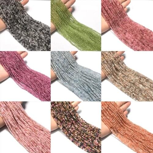 1 Strand Natural Gem/Crystal/Tourmaline Spacer Beads 3-3.5mm Semi-manufactures Faceted Loose Beads DIY Jewelry Findings Supplier