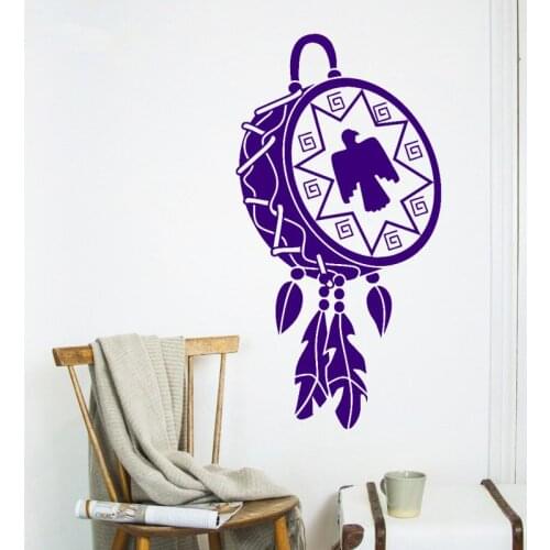 DIY non-toxic PVC wall sticker Bohemian Design Dreamcatcher Drum wall art picture decoration Amulet Talisman Bird Pattern decor