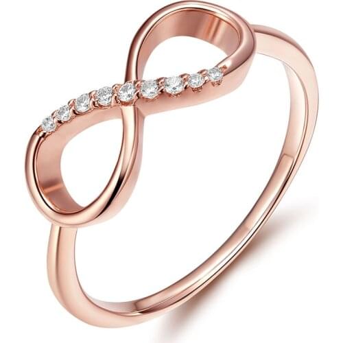 EAMTI 925 Sterling Silver Jewelry Rose Gold Infinity Knot Rings Enternity Wedding Band Engagement Women Jewelry Promise Gift