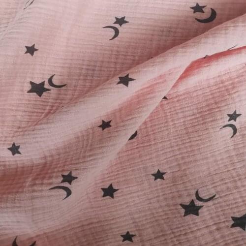 Cotton, Hemp, Crepe, Double-layer Gauze Printed Childrens FabricClothing Fabric Foam Yarn Pants Pajama Fabric 100X135cm