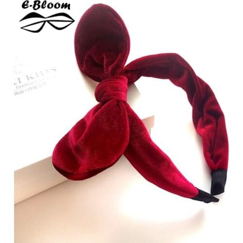 Korean Soft Fitness Velvet Bow Headband Solid Color Plastic Headwear Cute Girls Fantastic Festival Hair Accessories Fascinator