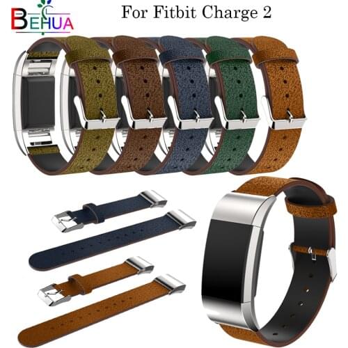 Denim leather strap For Fitbit Charge 2 smart watch Replacement High Quality leather strap Wrist strap For Fitbit Charge 2 band