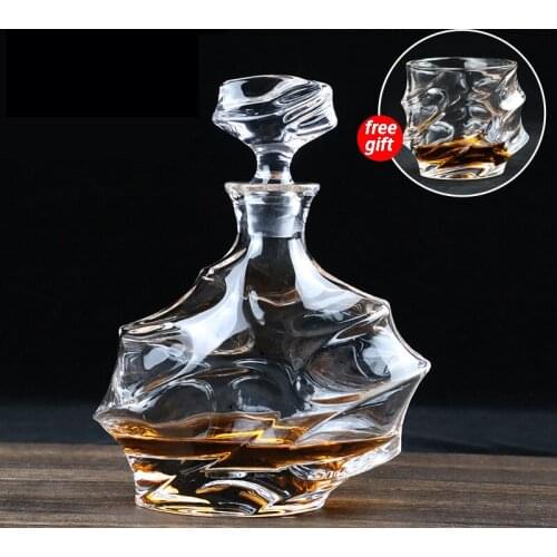 Creative Wave whisky lead-free crystal glass bottle luxury home wine glass set decanter set