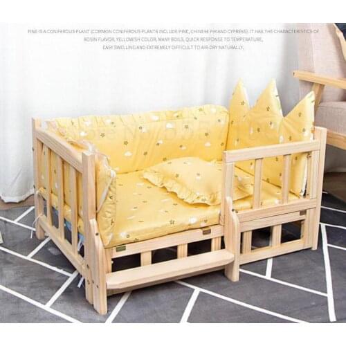 Solid wood dog bed cute princess kennel winter warm removable and washable teddy panda bed pet bed