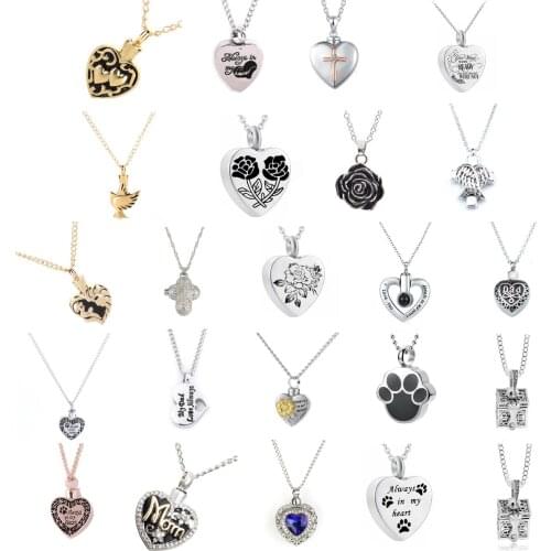 Memorial Custom Stainless Steel Cremation Ash Jewelry Heart Urn Necklace Keepsake Heart Pendant Funnel Fill Kit