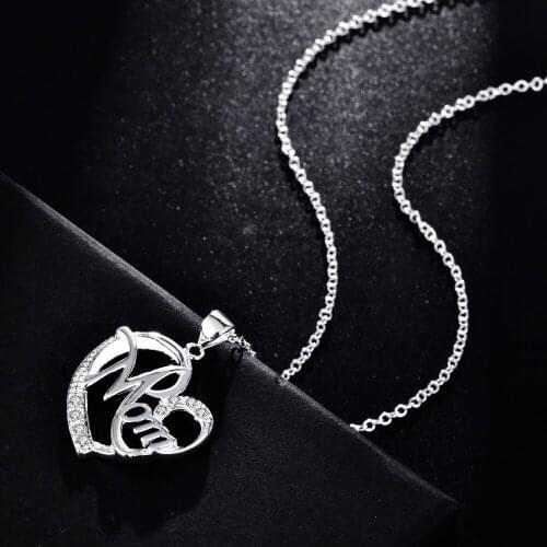 Fashion Romantic High Quality Zircon Heart Letter Shape Pendant Gold Silver Color Necklaces For Women Jewelry Valentines Gift