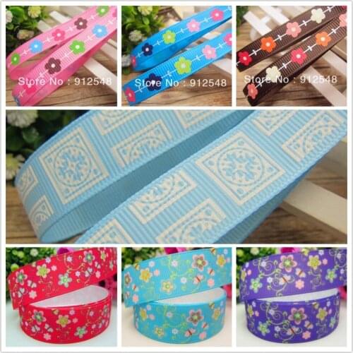 Ann Fashion Accessories free shipping 3/8"(9mm flower Pattern Printed grosgrain ribbon,Garment accessories,Hair ribbon,ntxd52516