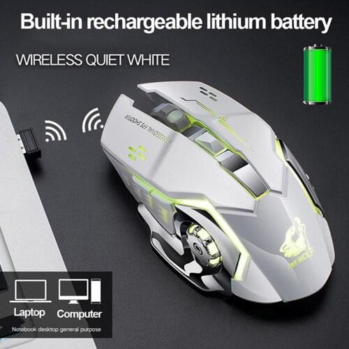 2400DPI Wireless Mouse Rechargeable X8 Wireless Silent LED Backlit USB Optical Ergonomic Gaming Mouse Breathing Luminous Light