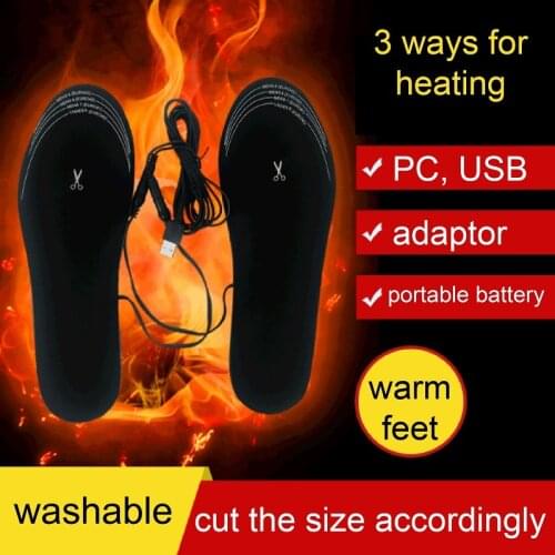 USB Heated Shoe Feet Warm Sock Pad Mat Electrically Heating Insoles Washable Thermal Insoles Unisex LJ1101
