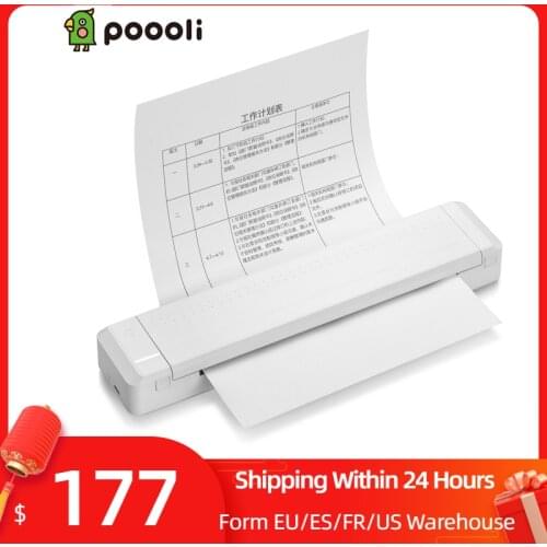 Portable Photo Printer A4 Paper Printer Direct Thermal Transfer Printer Mobile Printer BT Wireless Connection 300dpi 1pc Ribbon