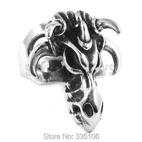 Cool Bull Buffalo Ring Stainless Steel Jewelry Classic Punk Fierce Animal Biker Mens Ring Wholesale SWR0299A