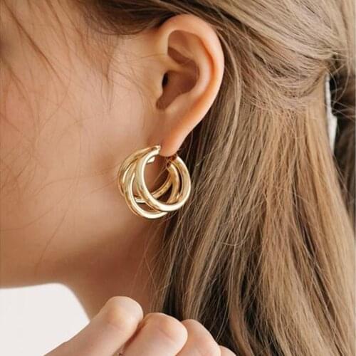 Simple Round Multilayer Alloy Punk Hoop Earrings Fashion Jewelry Statement Earrings For Women 2018 Brincos Party Gift