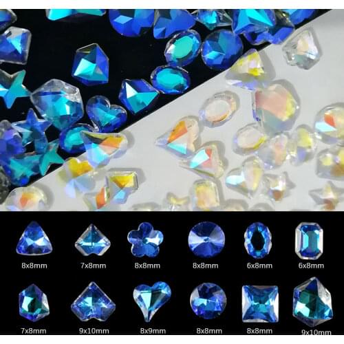 Mix Shape 30/100pcs Transparent AB Nail Art Rhinestones Glitter Nail Stones 3D Strass Charm Glass Gem Manicure Nail Accessories