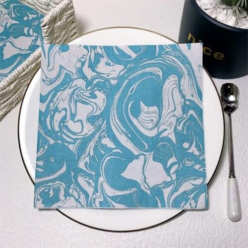 New 2021 20Pcs/Pack Blue Abstract Table Decoupage Paper Napkins Personality Napkin Paper Tissue for Wedding Party Decorations