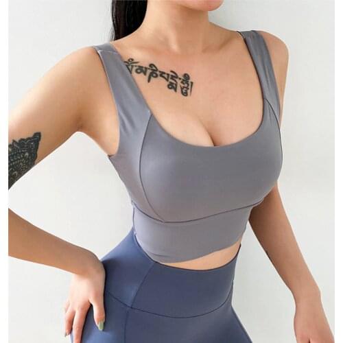 Sexy High Impact Sports Bra Female U Collar Workout Top Fitness Run Activewear Gym Brassiere Womens Push Up Yoga Top Nudity