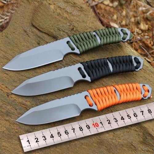 Super classic survival diving knife fixed blade Sharp blade cut the rope hook back serrate Necklace knife