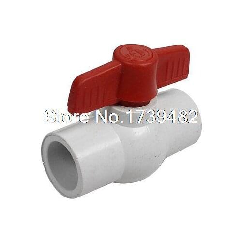 Water Supply 25mm x 25mm Slip Ends 1/4 Turn U-PVC Ball Valve White Red