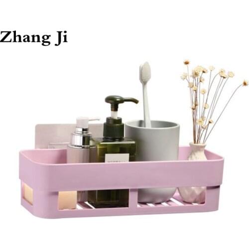 Zhang Ji Bathroom Wall Mounted No Drilling Storage Holder Racks 2 Colors Paste Installation Storage Box PP Material Shelve ZJ036
