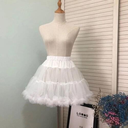 Top SaleWomen Girls Ruffled Short Petticoat Solid White Color Fluffy Bubble Tutu Skirt Puffy Half Slip Prom Crinoline Underskirt