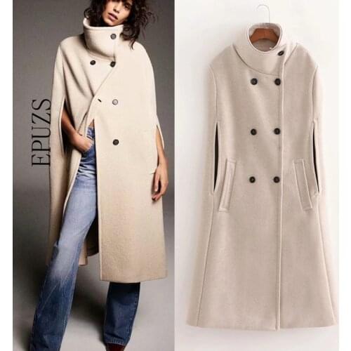 Winter thick Cloak Trench Coat women wool Poncho Coat winter Elegant loose sleeveless Windbreaker Outwears 2019