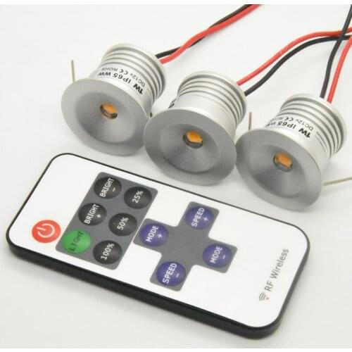 1W 15mm 25mm DC 12V Mini LED Downlight and Transformer Remote Showcase Display Jewelry Spot Light IP65 Kitchen Cabinet Light