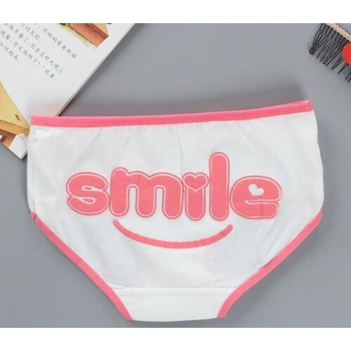 10Pc/lot Cotton Panties Letter Printed Underwear Briefs Brands for Girls Mid Rise Waist Smile Comfortable Cute Panty