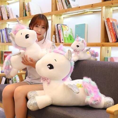 30-80CM Kawaii Cute Unicorn Plush Toys Stuffed Soft Lovely Animal Rainbow Horse Dolls Pillow Birthday Gift For Children Kids