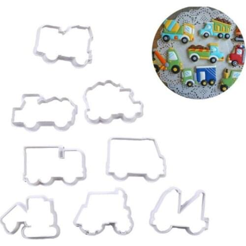 8 Sets Of Cartoon Car Modeling Soft Cake Cake Biscuit Plunger Mold Baking