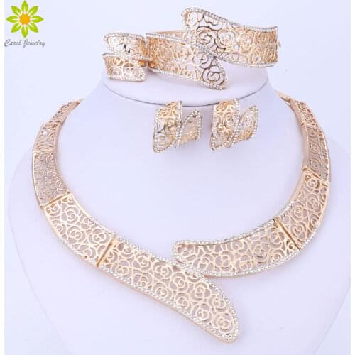 African Beads Jewelry Sets Collar Statement Necklace Earrings Bracelet Fine Rings Vintage Party Accessories For Women