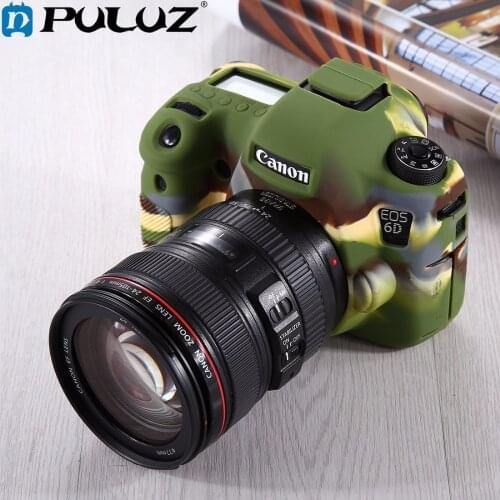 PULUZ Cover Case for Canon EOS 6D Soft Silicone Rubber Camera Protective Body Cover Case Skin Camouflage Yellow Camera Bag