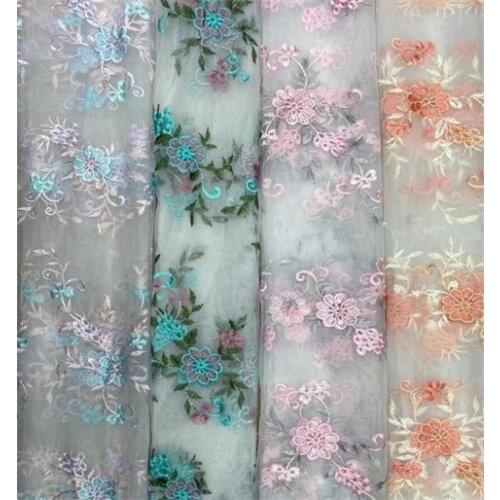 Plum blossom embroidered mesh fabric childrens embroidered fabric lace fabric